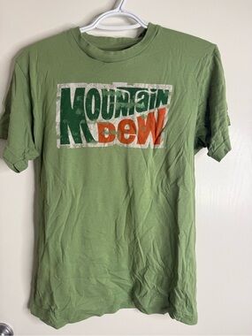 Mountain Dew Graphic Tee  - Green Cotton Ladies Small